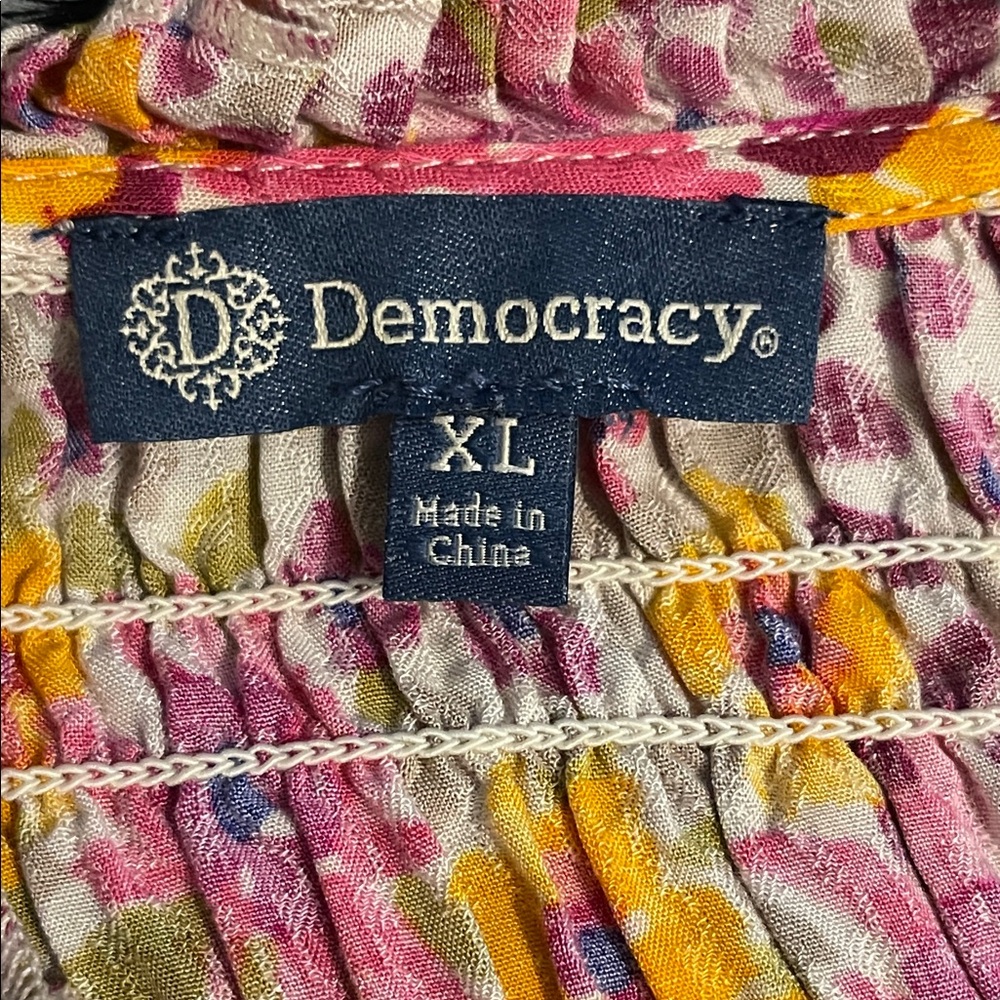 Democracy Pink and Orange Floral Blouse, XL new - Picture 7 of 8